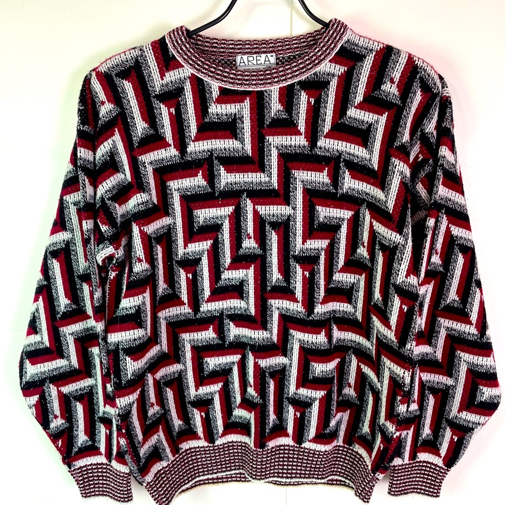 Vintage Area By Tag Sweater Mens Medium Knit Pullover Casual 90s Y2K